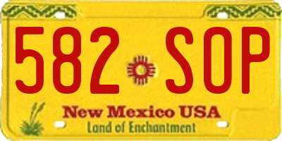 NM license plate 582SOP