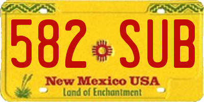 NM license plate 582SUB