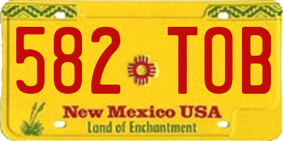 NM license plate 582TOB