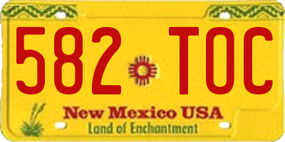 NM license plate 582TOC
