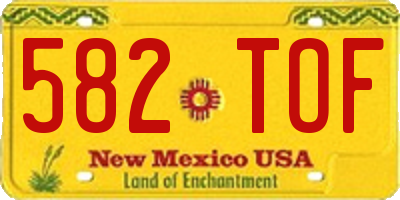 NM license plate 582TOF