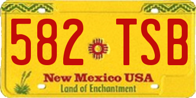 NM license plate 582TSB