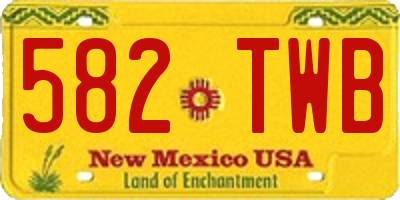 NM license plate 582TWB