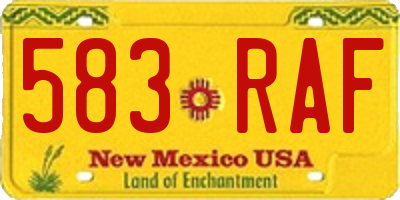 NM license plate 583RAF