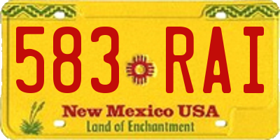 NM license plate 583RAI