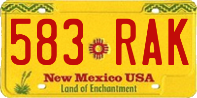 NM license plate 583RAK