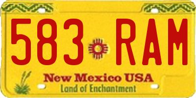 NM license plate 583RAM