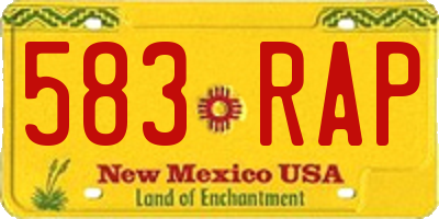 NM license plate 583RAP