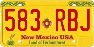 NM license plate 583RBJ