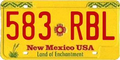 NM license plate 583RBL