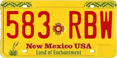 NM license plate 583RBW