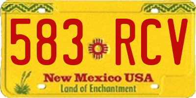 NM license plate 583RCV