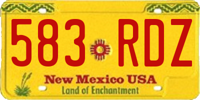 NM license plate 583RDZ