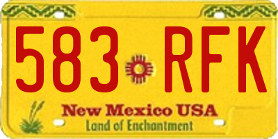 NM license plate 583RFK