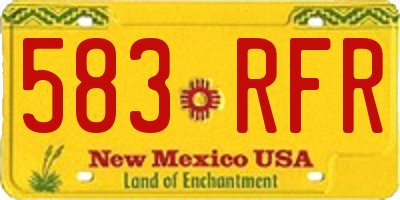 NM license plate 583RFR