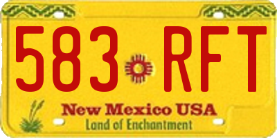 NM license plate 583RFT