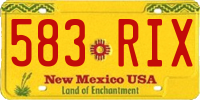 NM license plate 583RIX