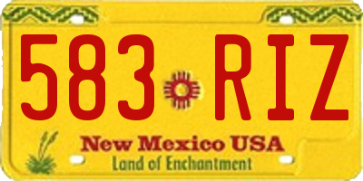 NM license plate 583RIZ