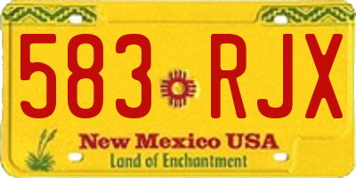 NM license plate 583RJX