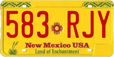 NM license plate 583RJY