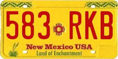 NM license plate 583RKB