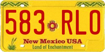 NM license plate 583RLO