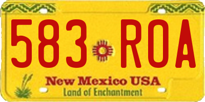 NM license plate 583ROA