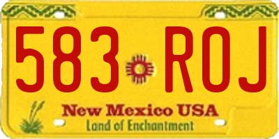 NM license plate 583ROJ