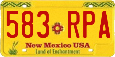 NM license plate 583RPA