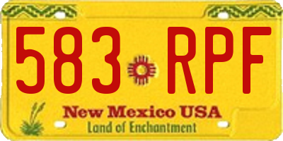 NM license plate 583RPF