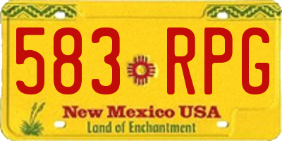 NM license plate 583RPG