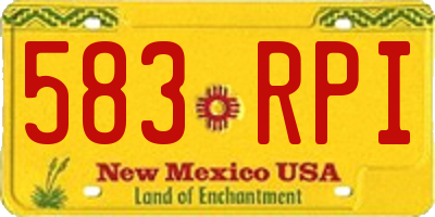 NM license plate 583RPI