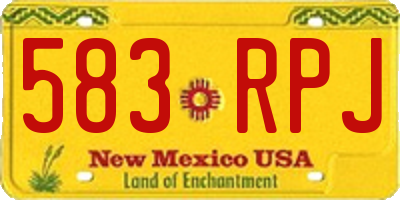 NM license plate 583RPJ