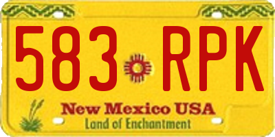NM license plate 583RPK