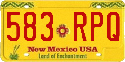 NM license plate 583RPQ