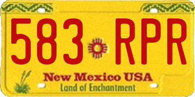 NM license plate 583RPR