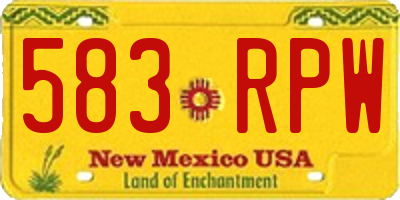 NM license plate 583RPW
