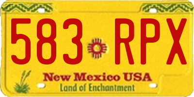 NM license plate 583RPX
