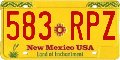 NM license plate 583RPZ