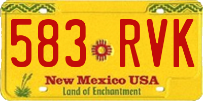 NM license plate 583RVK