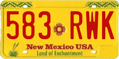NM license plate 583RWK