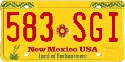 NM license plate 583SGI