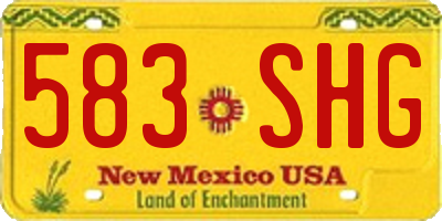 NM license plate 583SHG