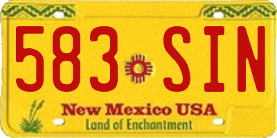 NM license plate 583SIN
