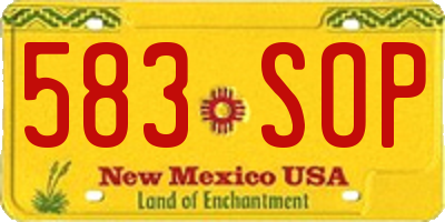 NM license plate 583SOP