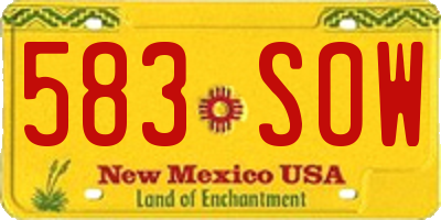 NM license plate 583SOW