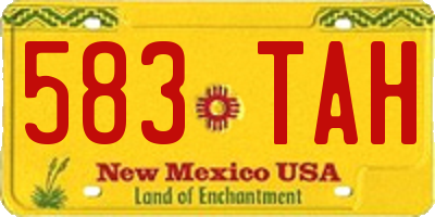 NM license plate 583TAH
