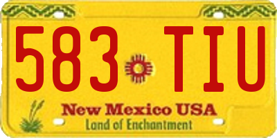 NM license plate 583TIU