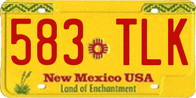 NM license plate 583TLK
