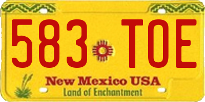 NM license plate 583TOE